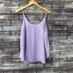 LOFT Lavender Polka Dot Camisole Women Size Medium Purple Spaghetti Strap Top